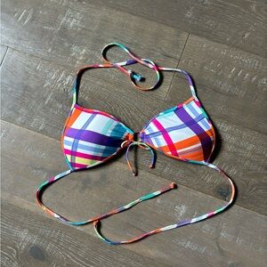 Women’s Plaid Tie-Front Bikini Top in Multicolor